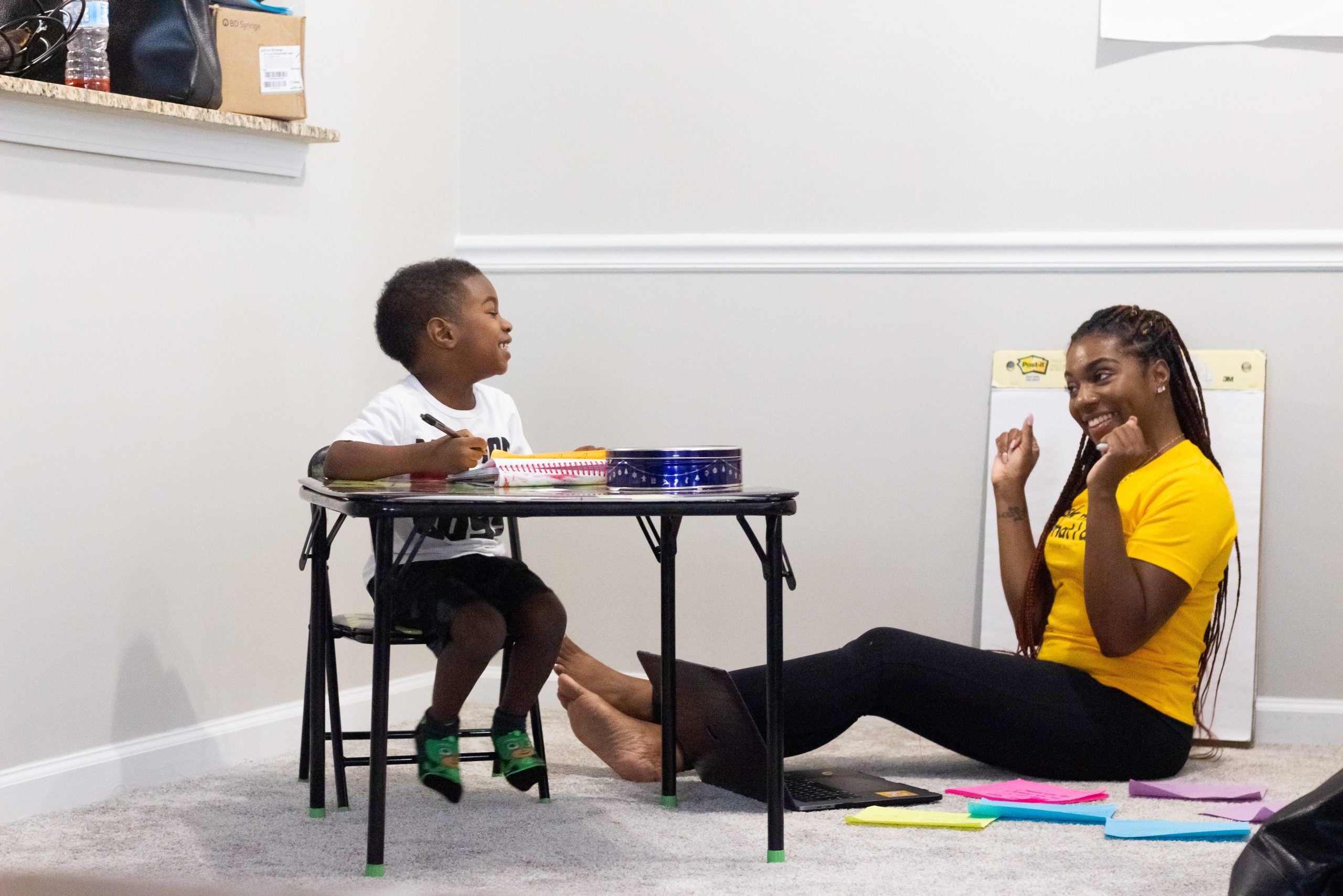 Mother and child learning in a fun activity