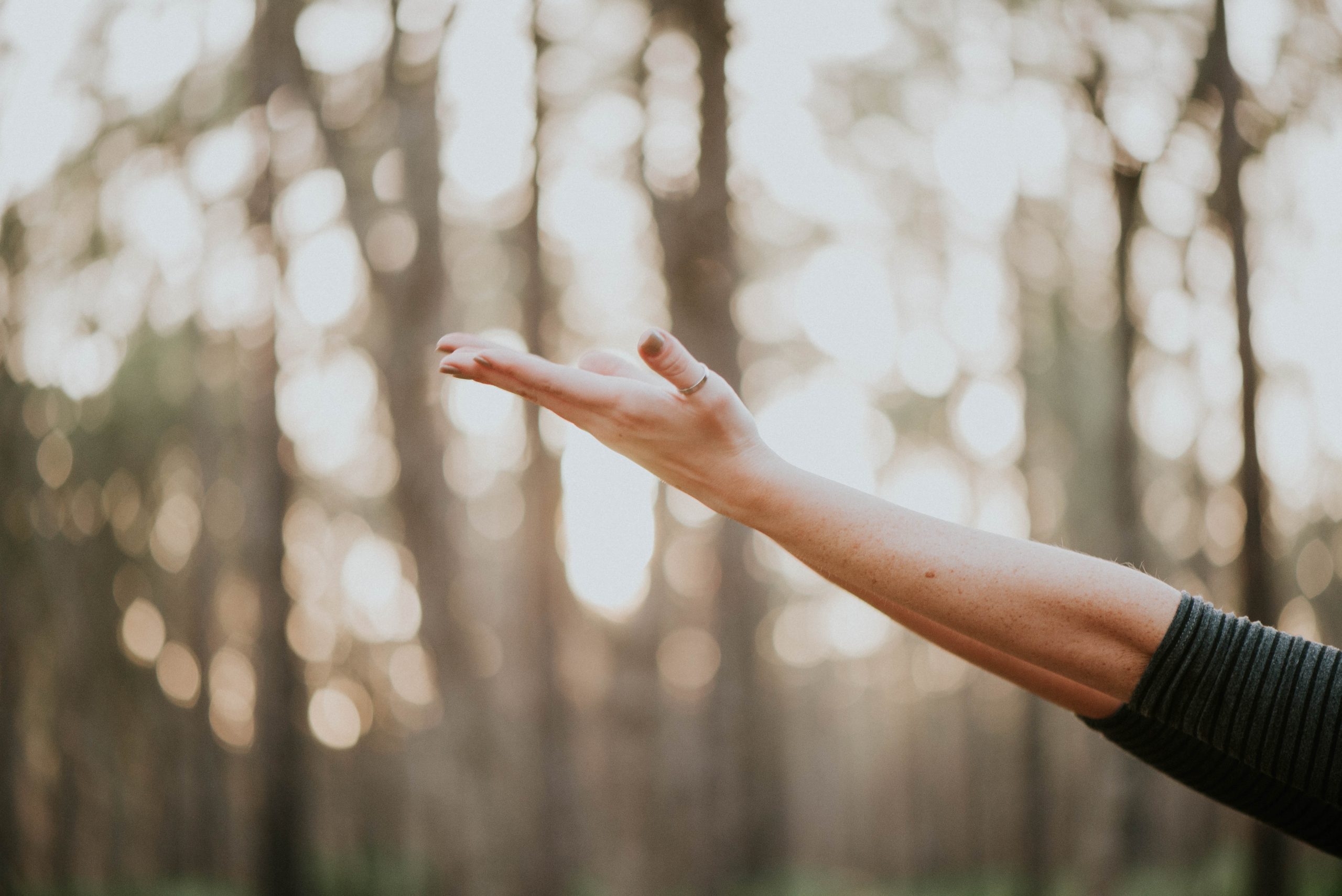 Woman lifting her hand